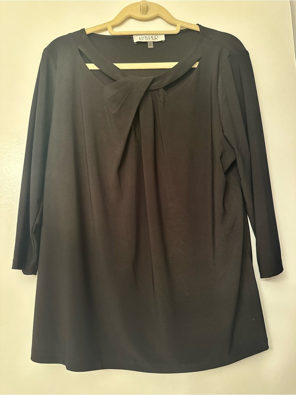 Kasper Black Twisted-Neck Long-Sleeve Tunic